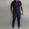 thumbnail image 2 of Birdeem Ensemble de Sport Décontracté pour Hommes, Mode, Col Rabattu, Manches Courtes, Pantalon, Deux Pièces, 2 of 8