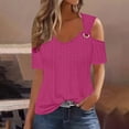 thumbnail image 3 of QIPOPIQ Women's Cold Shoulder Tops Short Sleeve V Neck T Shirts Basic Summer Tees Clearance, 3 of 7