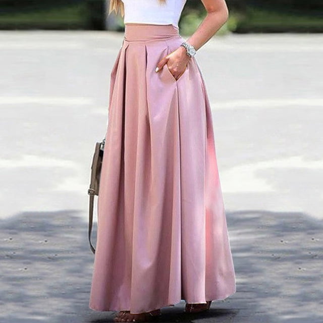 Pisexur Jupe Mode Femmes Printemps Été Ceinture Fermeture Éclair Taille Haute Uni Jupe Rétro Femmes Plissée Robe Femmes