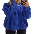 thumbnail image 1 of Pull-Over Surdimensionné pour Femmes Automne Col Rond Manches Longues Pull Tricoté Épais Blouse Haut, 1 of 7