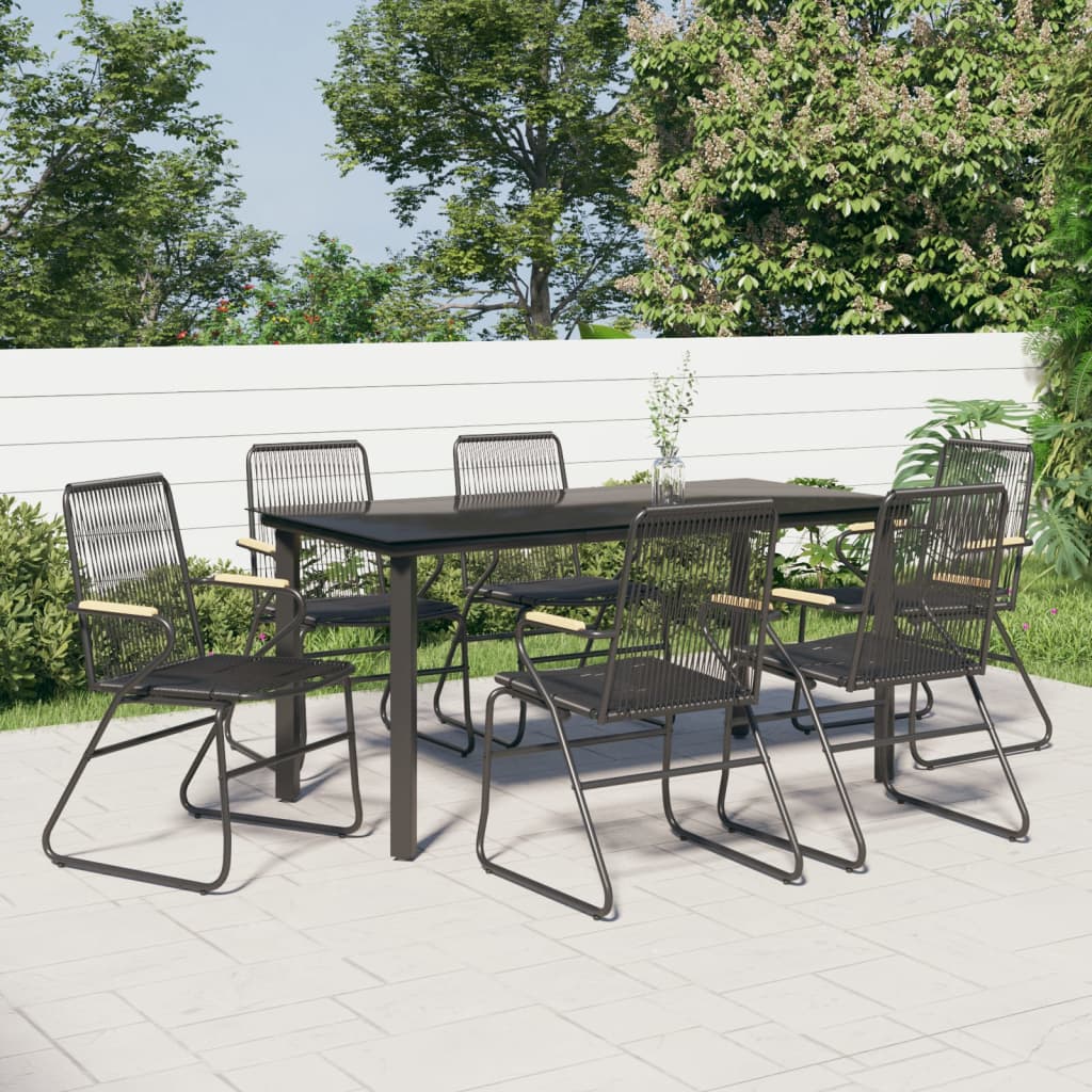 vidaXL Ensemble de Salle à Manger de Jardin 7 Pcs en Rotin PVC Noir
