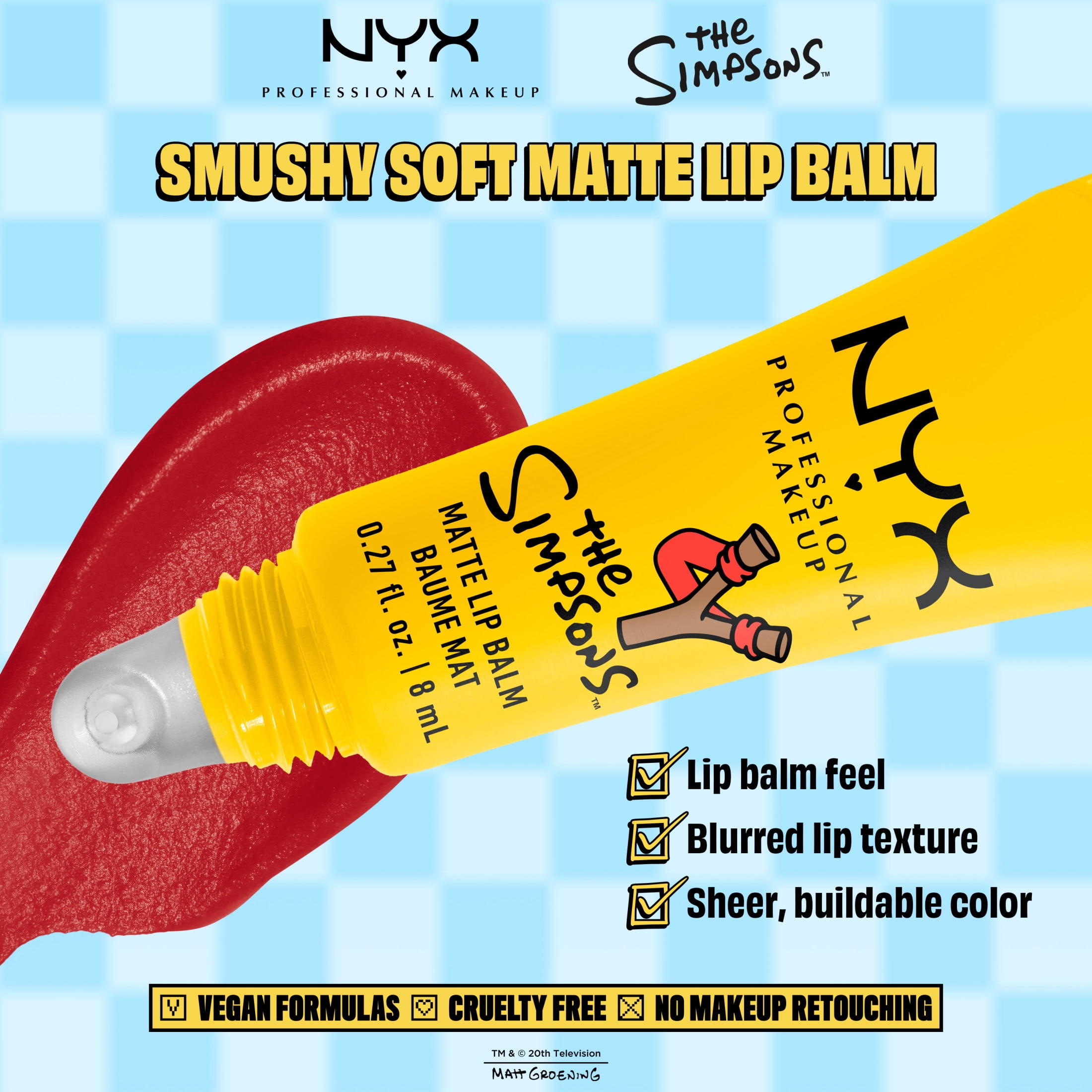 NYX Professional Makeup Baume à Lèvres Mat Simpson Smushy, Rebel Red