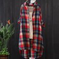 thumbnail image 4 of Kcodviy Spring and Summer New Womens Tops Raglan Sleeves European and American Mid Length Shirts for Women Loose Large Size Long Sleeved Sunscreen Plaid Outer Wear Temperament Commuting Shirts, 4 of 5