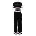 thumbnail image 2 of Hauts à Manches Courtes pour Femmes Mode Été Col Rond Couleur Unie Décontracté Ensemble Haut à Manches Courtes + Pantalon Léger Pantalons d'Été Femmes Hauts à Manches Courtes pour Femmes, 2 of 6