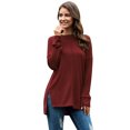 thumbnail image 1 of Innerwin T-shirt à Col Rond pour Femme T-shirt Tenue Quotidienne Couleur Unie T-shirt Ample Rouge Vin G, 1 of 4