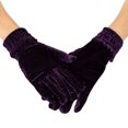 thumbnail image 2 of Femmes Couleur Unie Plein Doigt Velours Extensible Soirée Bal Cyclisme Gants Noir, 2 of 13