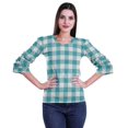 thumbnail image 1 of Moomaya T-Shirt Court pour Femmes en Coton Imprimé à Manches à Volants Grande Taille, 1 of 4