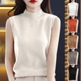thumbnail image 1 of Sentmoon Sweater Vest High Neck Sleeveless Knitted Fall Outfits Plus Size Solid Color Slim Breathable Womens Clothing Winter for Weekend Breakfasts White S, 1 of 5