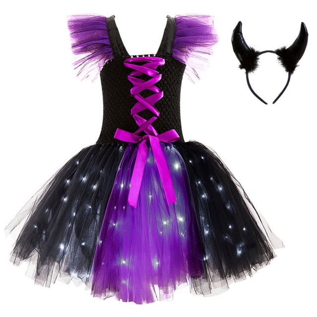 WEAIXIMIUNG Robes pour Filles Taille 10-12 Été Robe pour Tout-Petits Filles Led Sans Manches Robe Tutu en Maille Fête