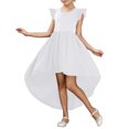 thumbnail image 1 of Robes Filles Enfants Enfant Filles Été Manches Charleston Asymétriques Robe Formelle Jupe Volantée Couleur Unie Robe Évasée Robe Fille Blanc 16 Ans, 1 of 4