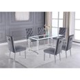 thumbnail image 2 of 7pc. 68" x 40" Glass Dining Set with 6 Chairs and Silver Stainless Steel, 2 of 4