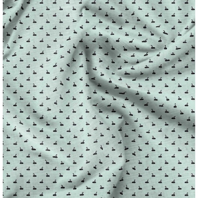 Soimoi Satin Silk Fabric Swan Bird Decor Fabric Printed Yard 42 Inch Wide