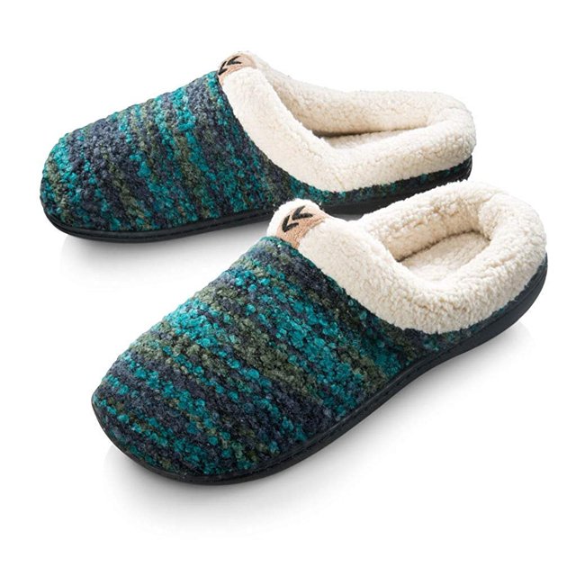 roxoni Pantoufles pour Femmes Doublées en Tricot à Mémoire de Forme Moyen/7,5-8 BM US, Lime