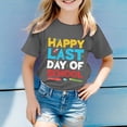 thumbnail image 2 of LUOGENLI T-Shirt pour Filles T-Shirt à Col Rond Imprimé pour Enfants T-Shirt à Manches Courtes pour Garçons et Filles Ensembles de Hauts Maxi Filles Tenues 2 Pcs Vacances Gris 3-4 Ans, 2 of 4