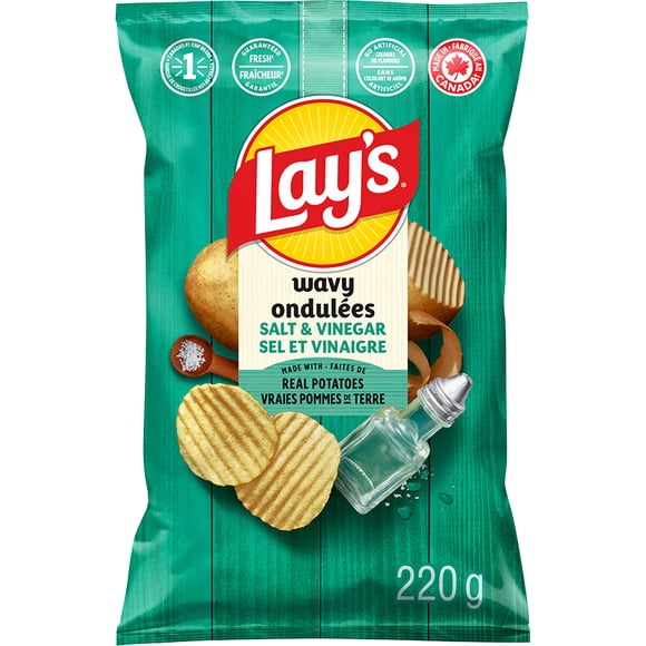 Lay's Ondulées Sel et vinaigre Croustilles assaisonnées, 220 g.