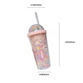 thumbnail image 3 of Plastic Straw Cup for Kids - 550ml Insulated Tumbler with Hard Straw, Summer Cold Drinks & Fruit Punch, Leak-Proof Design, Pink Blue Purple Mint Green, 3 of 7