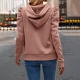 thumbnail image 3 of Chandail à Capuche Décontracté pour Femmes Manches Longues Bouffantes Chandail à Cordon Chandails en Molleton Coupe Ample Chemises Unies Mode Automne Chandail en Molleton Grande Taille Veste à Fermeture Éclair Tendance Chandails à Capuchon d'Hiver pour Femmes Demi-Pression Chandail, 3 of 5