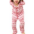 thumbnail image 3 of Matching Family Christmas Pajamas Set Deer Snowflake Print Lapel Neck Button-Front Pajamas Matching Couples,Kids,Adults, 3 of 6