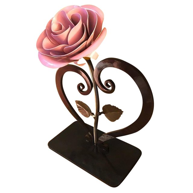 Cadeau de Saint-Valentin, Rose Rouge en Métal avec Support en Forme de Cœur Cadeau de Saint-Valentin Rose en Fer Rouge, Cadeaux de Saint-Valentin, Cadeaux de Saint-Valentin, Roses de Saint-Valentin