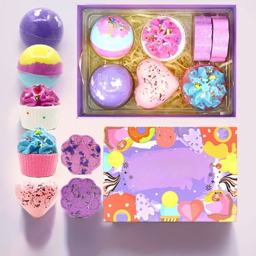 EGNMCR Bathroom Accessories Bath Bombs For Kids Bath Bomb Gift Set Girls Bath Natural Bathbombs Shea Butter Dry Skin Moisturize Spa For New Year Valentine's Day Birthday Bubble ball