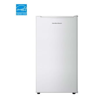 Hamilton Beach 3.3 Cu.Ft Mini Fridge with Freezer, Compact Refrigerator, Single Door, Energy Star, Reversible Door, White