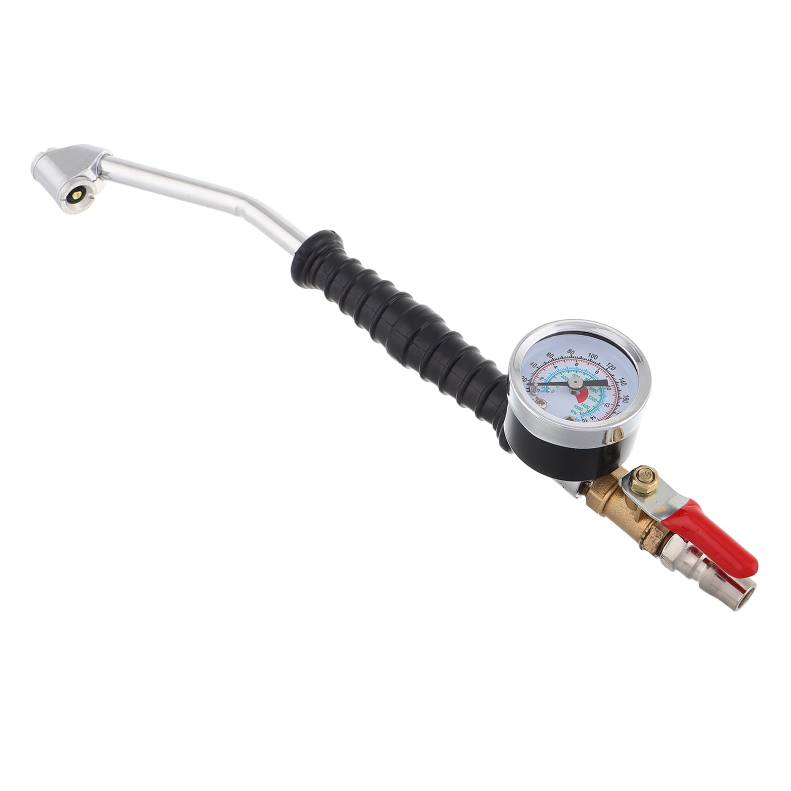 Raindrops Multi Color Tire Inflator Nozzle for Truck Tires with Built in Pressure Gauge