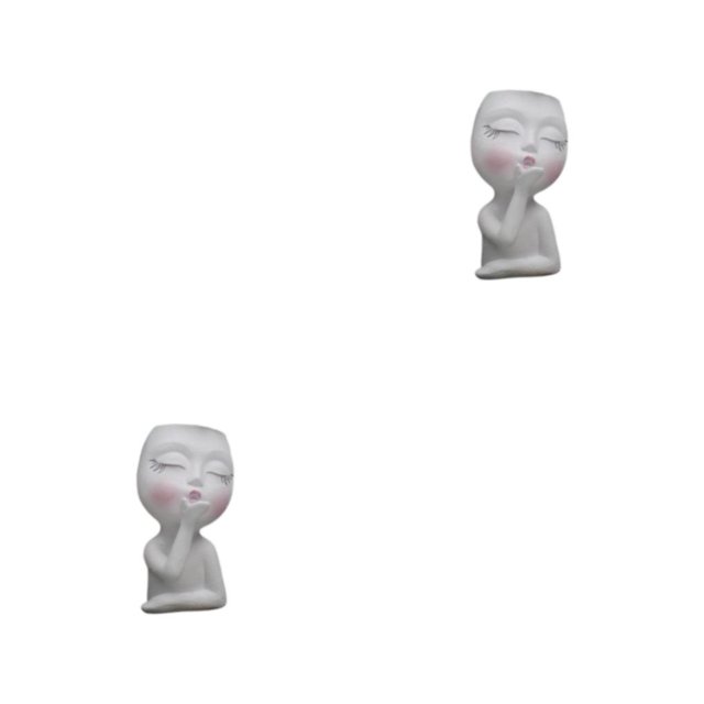 maskred Sturdy And Durable Planter Pot With Unique For Indoor And Outdoor Resin Succulent Planter Face Flower Pot Face Planters white 2Set
