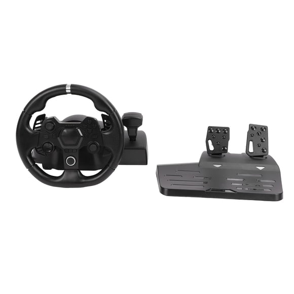 Gaming Vibration Racing Steering Wheel, PC Gaming Steering Wheel Plug and Play with Pedal for