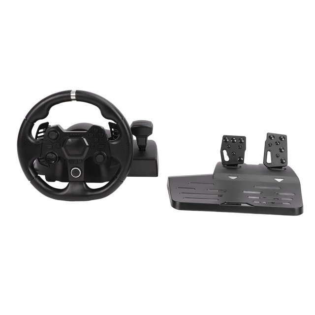 Gaming Vibration Racing Steering Wheel, PC Gaming Steering Wheel Plug and Play with Pedal for