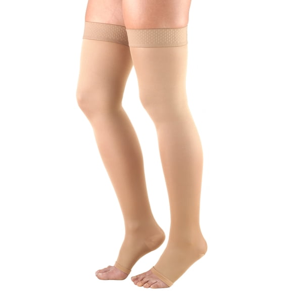 Truform Bas Opaques Cuisse, Bout Ouvert : 20 - 30 mmHg, Beige, Petit
