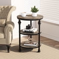 thumbnail image 2 of Kojooin Round Farmhouse End Table with 3-Tier Storage Shelves, Rustic Accent Side Table with Metal Column Legs, 2 of 6