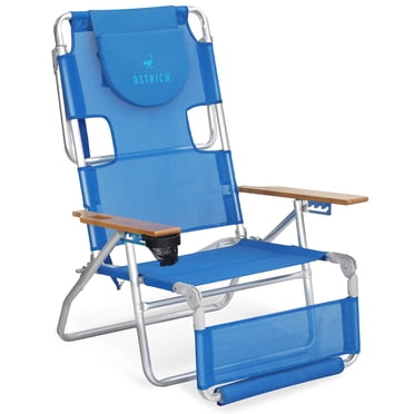 Ostrich la Chaise Longue de Plage Extérieure Légère 3N1 Originale avec Repose-Pieds, Bleu