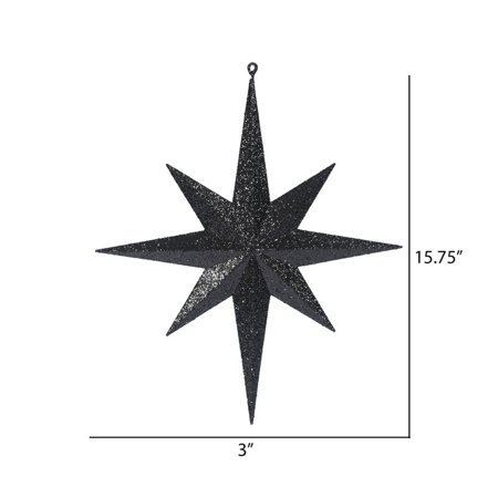 Vickerman M167517 Plastic Iridescent Glitter Bethlehem Star, 15.75", Black