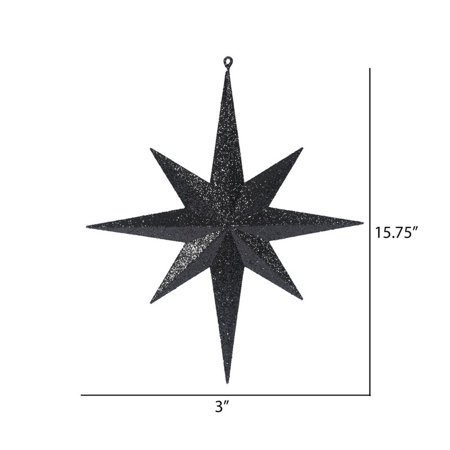 Vickerman M167517 Plastic Iridescent Glitter Bethlehem Star, 15.75", Black