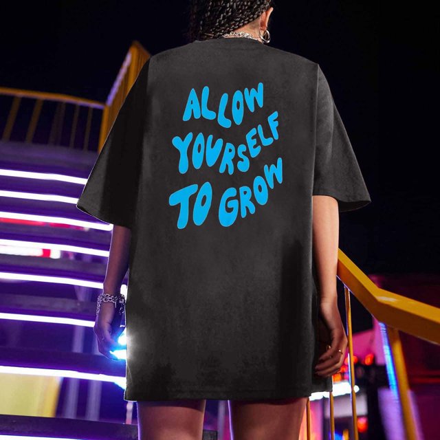 LSLJS Oversized T Shirts for Women Plus Size Slogan Graphic Drop Shoulder Short Sleeve Tops Summer Loose Pullover Tees