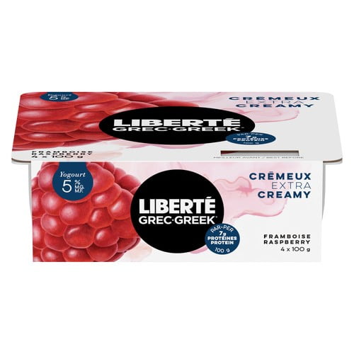 Liberté Liberte Greek Yogurt 5%, Raspberry, 4x100g 400 G