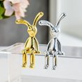 thumbnail image 3 of Visland 2 Pcs Long Ear Bunny Figurine UV Electroplating Adhesive Sitting Rabbit Figure Model Toy Statue Car Dashboard Decoration Christmas Gift, 3 of 7