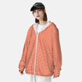 thumbnail image 3 of Lsque Orange Gingham Pattern UPF 50+ Lightweight Sun Protection Men's Women's Long Sleeve Shirt, Hoodie Performance -Medium, 3 of 7