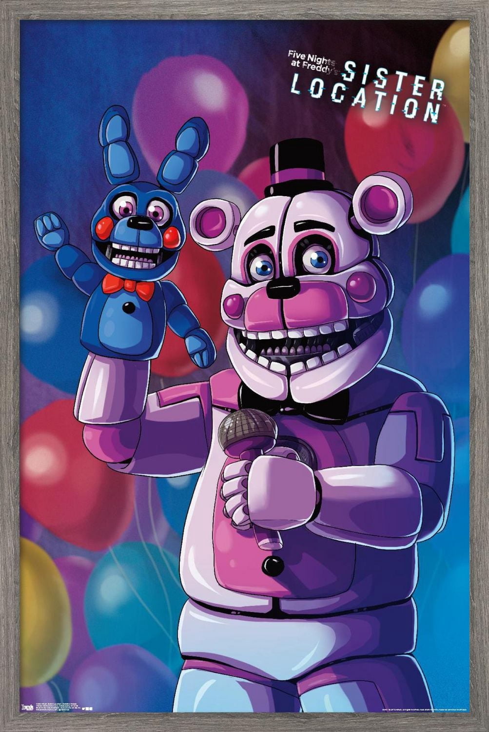 Five Nights at Freddy's: Sister Location - Funtime Freddy Wall Poster, 22.375" x 34" Framed