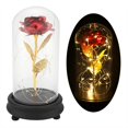 thumbnail image 3 of Fyydes 24K Gold Plated Rose Flower LED Light with Glass Cover Base Valentines'Day Wedding Gift, 3 of 8