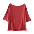 thumbnail image 1 of Birdeem T-Shirt Femme Col Rond Couleur Unie Manches Courtes Ample, 1 of 12