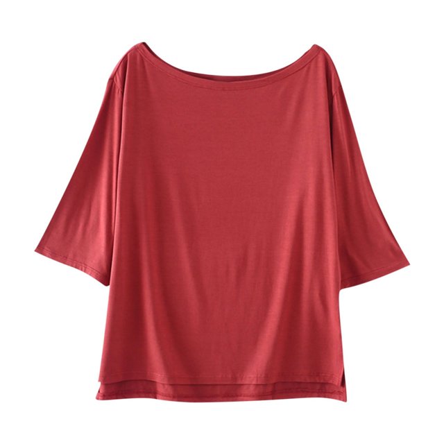 Birdeem T-Shirt Femme Col Rond Couleur Unie Manches Courtes Ample