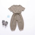 thumbnail image 1 of Combinaison à Cordon en Coton et Lin à Manches Courtes d'Été pour Tout-Petite Fille, Barboteuse, Combinaison, Barboteuse 6 m-3 A, 1 of 4