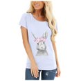 thumbnail image 1 of T-shirts d'Été pour Femmes Grande Taille à Manches Courtes, Col Rond, Imprimé Lapin, T-shirt de Pâques à Manches Courtes, Blouse Décontractée Ample, T-shirt à Col en V pour Femmes en Liquidation, 1 of 8