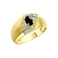 thumbnail image 3 of RYLOS Mens Rings Yellow Gold Plated Silver Ring 6X4MM Oval Shape Gemstone & Diamond Ring Cabochon Onyx Birthstone Rings For Man Silver Rings, Size 11, 3 of 7