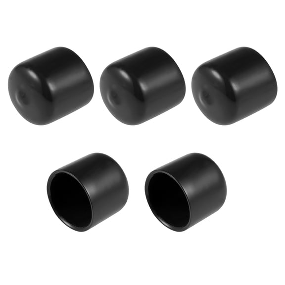 Unique Bargains Protecteurs de Filetage, 23mm ID Caoutchouc Couvercle de Bouchon d'Extrémité Ronde Bouchons Flexibles Tube Noir 5pcs