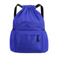 thumbnail image 1 of HHBEAUTY Blue Drawstring Gym Bag for Men, Waterproof Drawstring Backpack for Women, Swim Bag with Shoes Compartment, Pull String Sport Bag for Soccer and Basketball, 1 of 7
