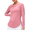 thumbnail image 1 of Mceream 2025 Chandails de Soleil à Manches Longues pour Femmes Protection Uv Hauts d'Entraînement Légers Golf Gym Randonnée Chandails Vêtements d'Extérieur Athlétique Col Rond Yoga Hauts Décontractés T-Shirt Uni Vêtements Grande Taille Rose TP, 1 of 8