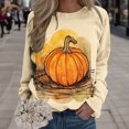 thumbnail image 2 of Pull pour Femmes Imprimé Col Rond Sweat-Shirt Ajusté Pull Mode Manches Longues Chemises d'Entraînement Blouse Ample, 2 of 4