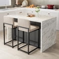 thumbnail image 1 of BeesClover Bar Stools Set of 2, Modern Counter Height Bar Stools with Back and Footrest, Faux Leather Upholstered Barstools Chairs for Kitchen Island Dining Room Bar, 1 of 9
